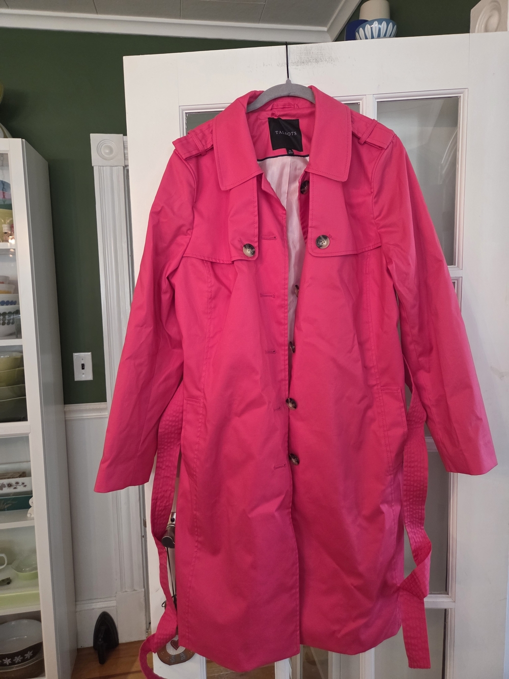Talbots Women’s Pink Belted Trench Coat - Size XL - Picture 7 of 11